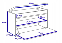 Drawings of a shoe rack in the hallway with photo dimensions