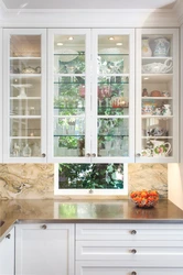 Wall cabinets for the kitchen with glass in the interior