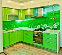 Corner kitchen design green