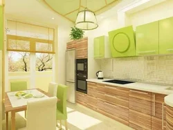 Combination of colors with wood in the kitchen interior