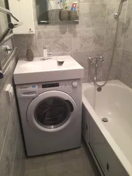 Bathroom design in a panel house with a washing machine