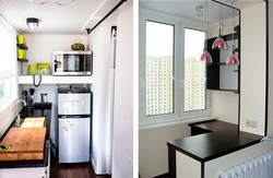 Studio apartment design kitchen on the balcony