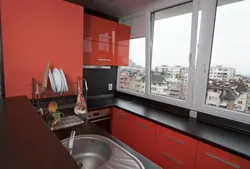 Studio apartment design kitchen on the balcony