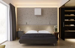Wall behind the bed in the bedroom modern design