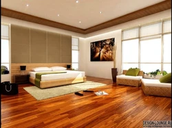 Living room interior with red floor