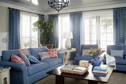 Gray and blue in the living room interior