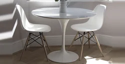 Round table for the kitchen on one leg in the interior