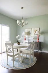 Round table for the kitchen on one leg in the interior