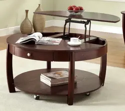 Coffee table on wheels for the living room photo