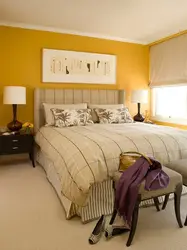 Bedroom interior brown yellow