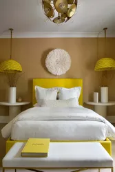 Bedroom interior brown yellow