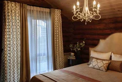 Curtains for home made of timber in the living room photo