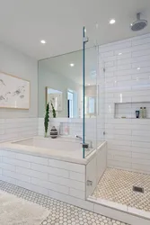 Shower and bath in one room photo