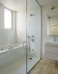 Shower and bath in one room photo