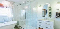 Shower and bath in one room photo