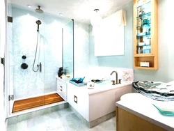 Shower and bath in one room photo