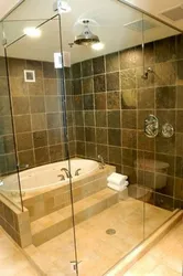 Душевая и ванна в одной комнате фото