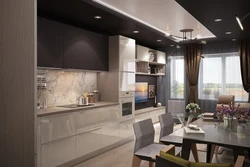 Example of a kitchen interior on one wall