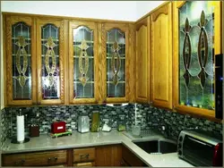 Kitchen design with stained glass windows