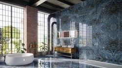 Blue marble bathroom design