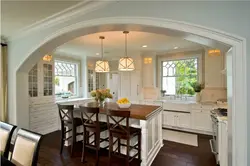 Interior arch between kitchen and living room