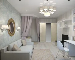 Room design 20 sq.m. for children's room and living room
