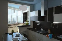 Kitchen design 16 square meters with balcony