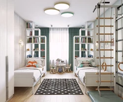 Room design two in one children's bedroom