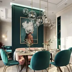 Living room in emerald color photo