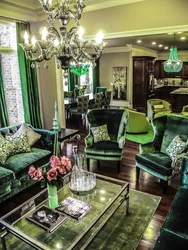 Living Room In Emerald Color Photo