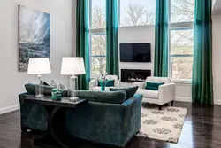 Living Room In Emerald Color Photo