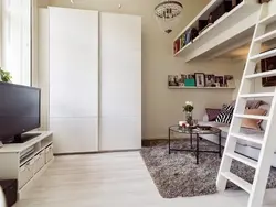 Wardrobe in the interior of a one-room apartment