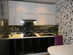 Kitchen design black and white wallpaper