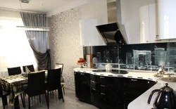 Kitchen design black and white wallpaper