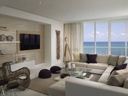 Living room interior with sofa and TV photo
