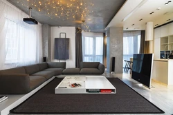 Living room interior with sofa and TV photo