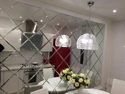 Wall made of mirror in apartment photo