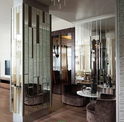 Wall made of mirror in apartment photo