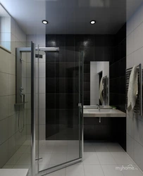 Black bathroom design with shower photo