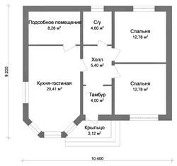 Лоиҳаҳои Хонаи Якошёна Аксҳои То 100 М2 Бо 2 Хоб