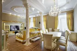 Ақ алтыннан жасалған қонақ бөлмесінің дизайны