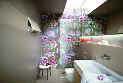 Bathroom tile design with flowers