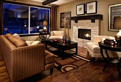 Living room interior in dark color photo