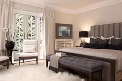 Gray brown wallpaper in the bedroom photo