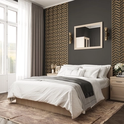 Gray brown wallpaper in the bedroom photo