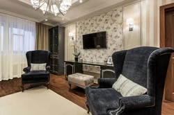 Classic living room interior with dark furniture