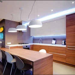 Lighting on the ceiling in the kitchen living room photo