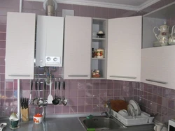 Kitchen design with gas boiler by the window
