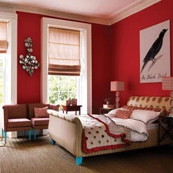 Color combination in the bedroom interior red