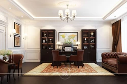 Classic living room with dark furniture photo